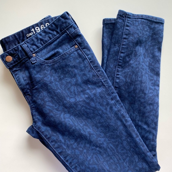 GAP Dark Wash Leopard Print Always Skinny Jeans - Picture 1 of 14